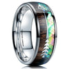 Luxury 8mm Koa Wood Inlay Tungsten Celtic Ring For Men Women Dome Polished Stainless Steel Engagement Ring Men Wedding Jewelry