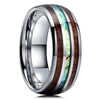 Luxury 8mm Koa Wood Inlay Tungsten Celtic Ring For Men Women Dome Polished Stainless Steel Engagement Ring Men Wedding Jewelry