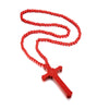 Jesus Christ Cross Necklace With Wood Beads