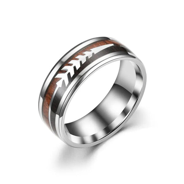 DUOBEIDUO Encrusted Arrow Wooden Wedding Rings
