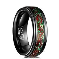 Luxury 8mm Koa Wood Inlay Tungsten Celtic Ring For Men Women Dome Polished Stainless Steel Engagement Ring Men Wedding Jewelry